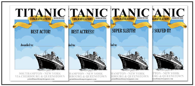 an example of the Titanic Murder Mystery Awards